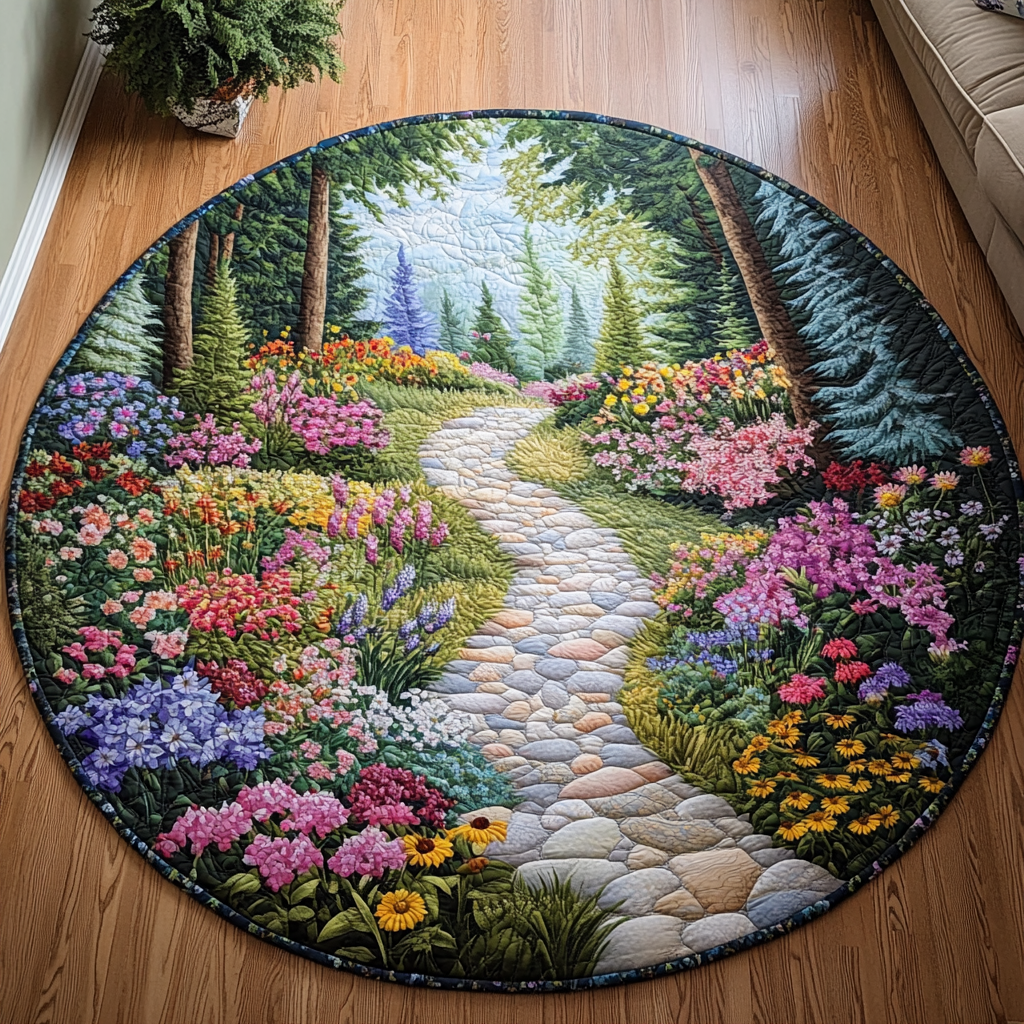 Garden Stroll Quilted Round Mat NCU0VL1356