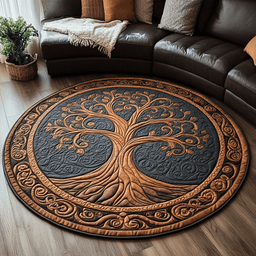 Ethereal Oak Quilted Round Mat NCU0DV3678