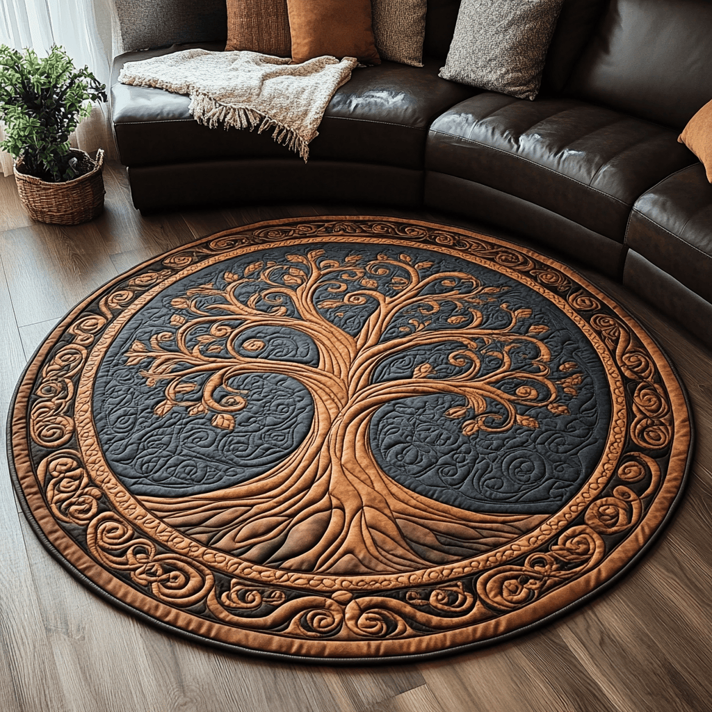Ethereal Oak Quilted Round Mat NCU0DV3678