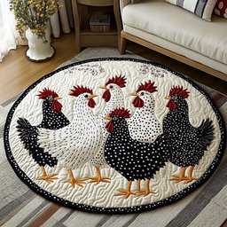 Farmyard Gathering Quilted Round Mat NCU0NT4550
