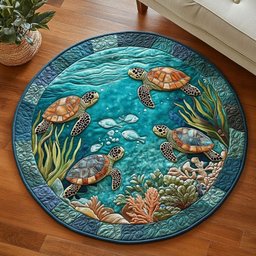 Ocean Turtle Haven Quilted Round Mat NCU0NT4543