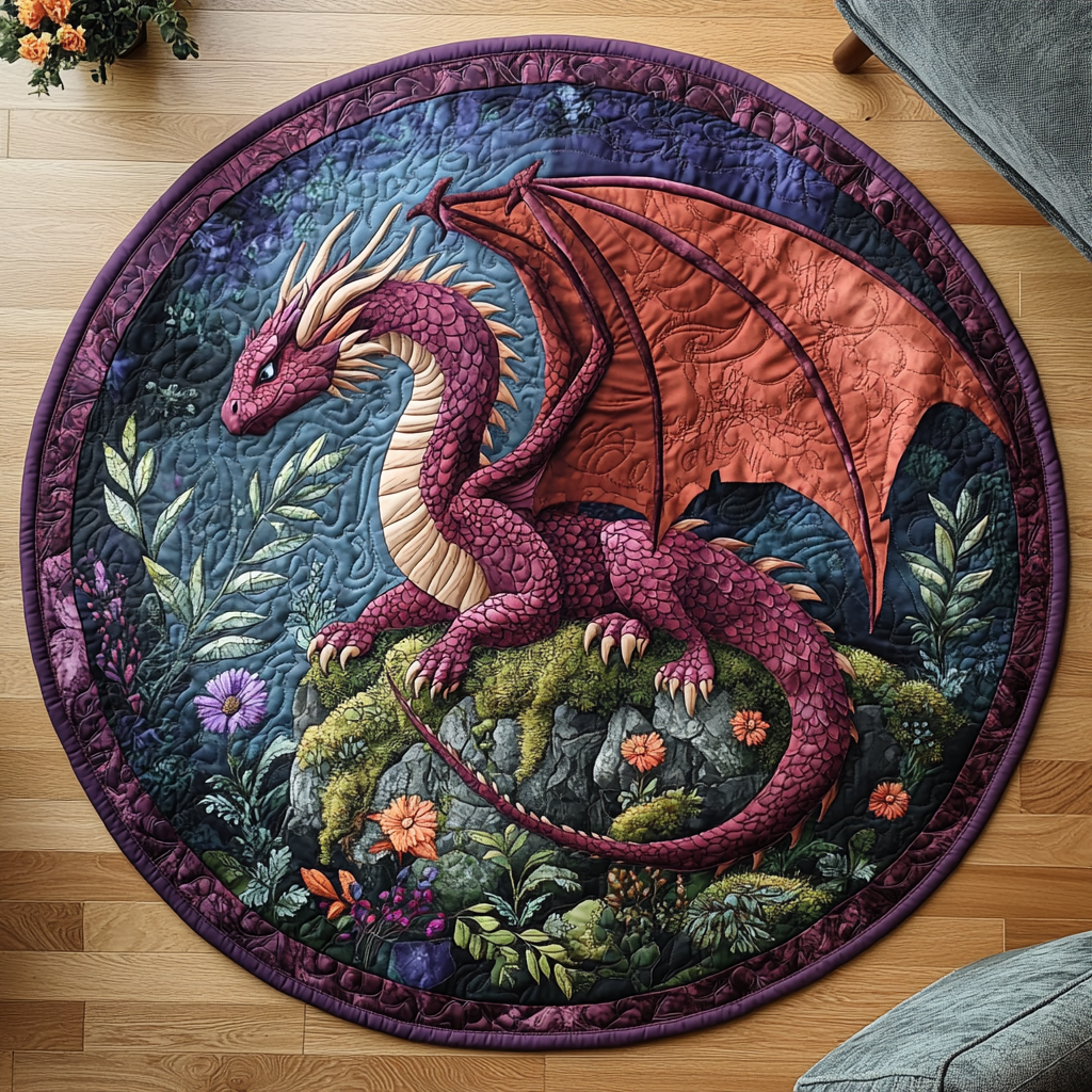 Mystic Wyvern Quilted Round Mat NCU0DV3725