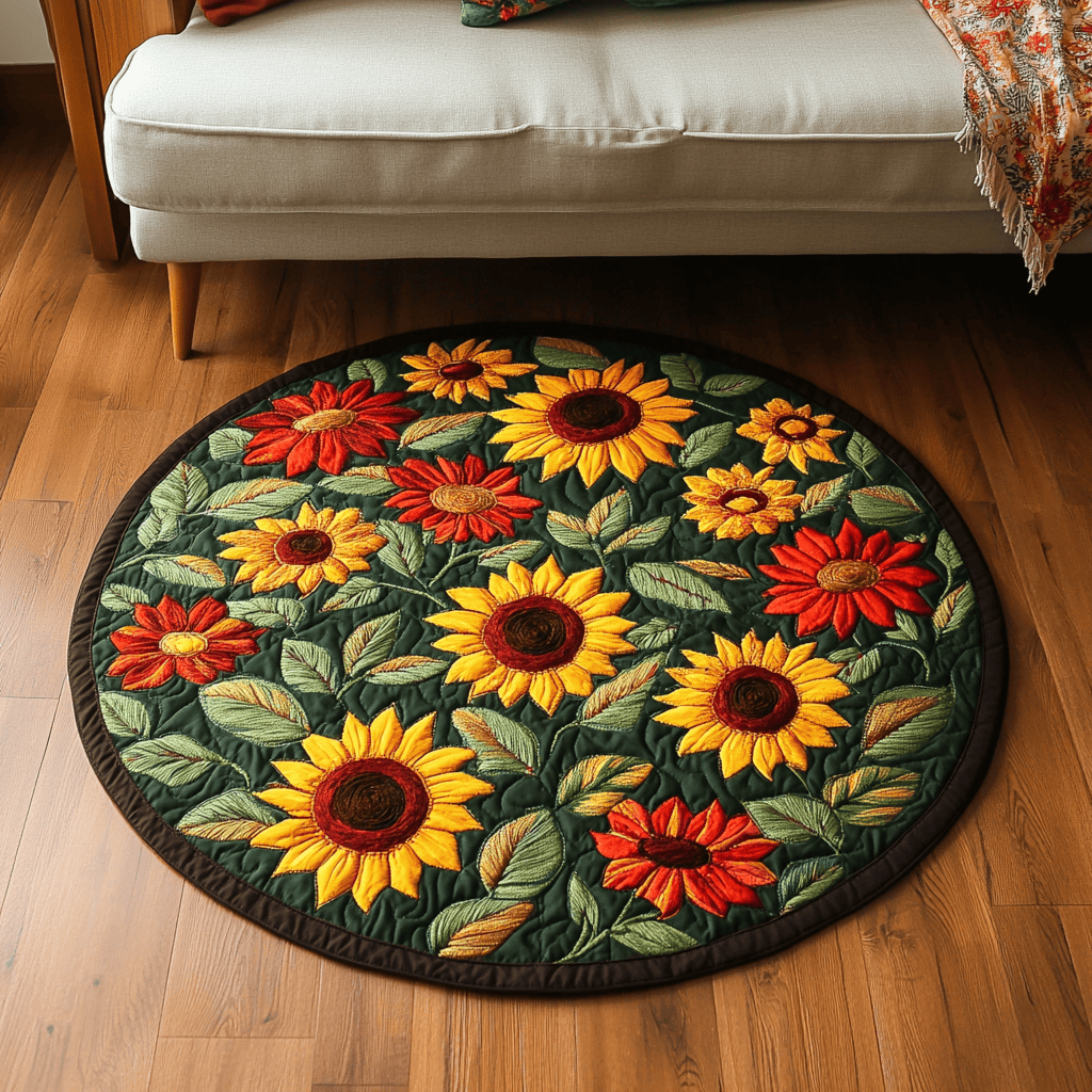 Sunlit Petals Quilted Round Mat NCU0DK5239