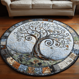 Whimsical Swirl Tree Quilted Round Mat NCU0VL1345