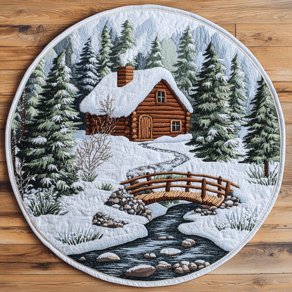 Pinewood Escape Quilted Round Mat NCU0DK4762