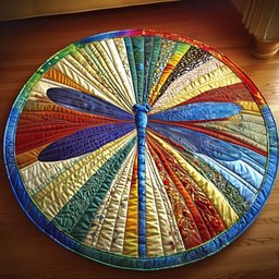 Blue Serenity Dragonfly Quilted Round Mat NCU0NT3818
