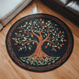 Whispering Leaves Quilted Round Mat NCU0DK5029