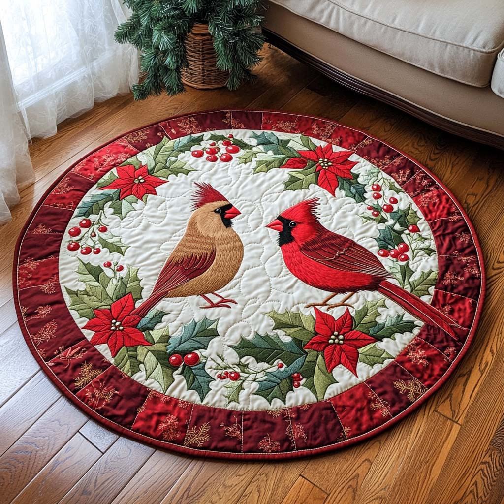 Winter Crimson Guard Quilted Round Mat NCU0NT1408