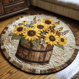 Golden Bloom Quilted Round Mat NCU0DV3275