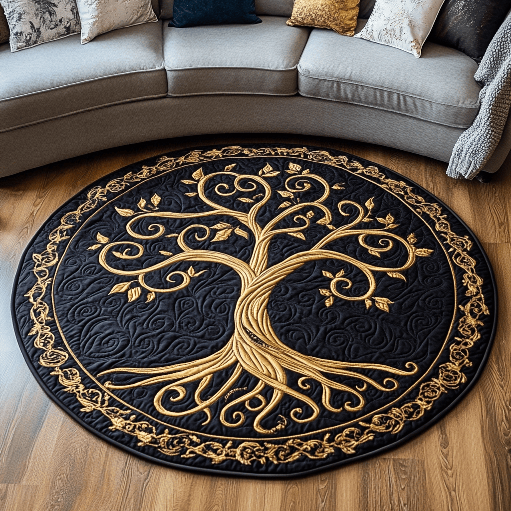 Majestic Tree Quilted Round Mat NCU0VL1342