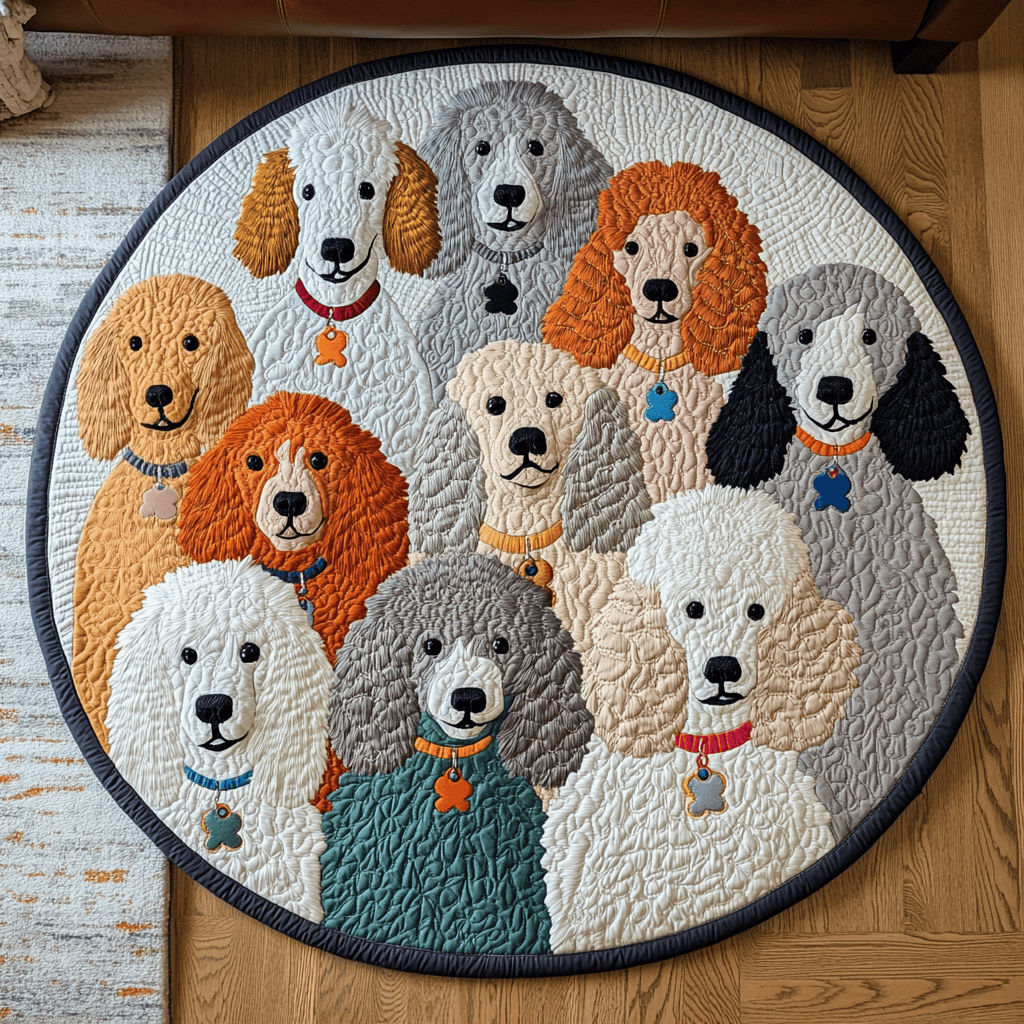 Curly Charm Quilted Round Mat NCU0DK4712
