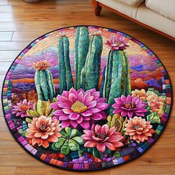 Sunset Cactus Quilted Round Mat NCU0NT4462
