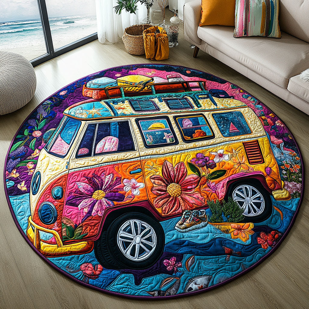 Boho Bus Adventure Mat Quilted Round Mat NCU0PT4262