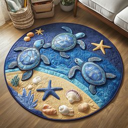 Blue Sea Journey Quilted Round Mat NCU0NT4537