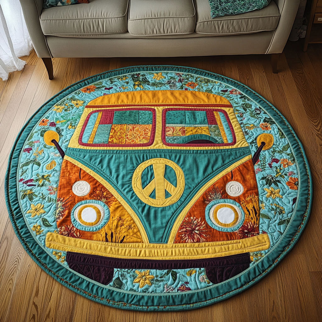 Boho Hippie Wheels Quilted Round Mat NCU0NT4187