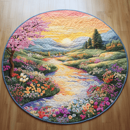 Serene River Valley Quilted Round Mat NCU0VL1353