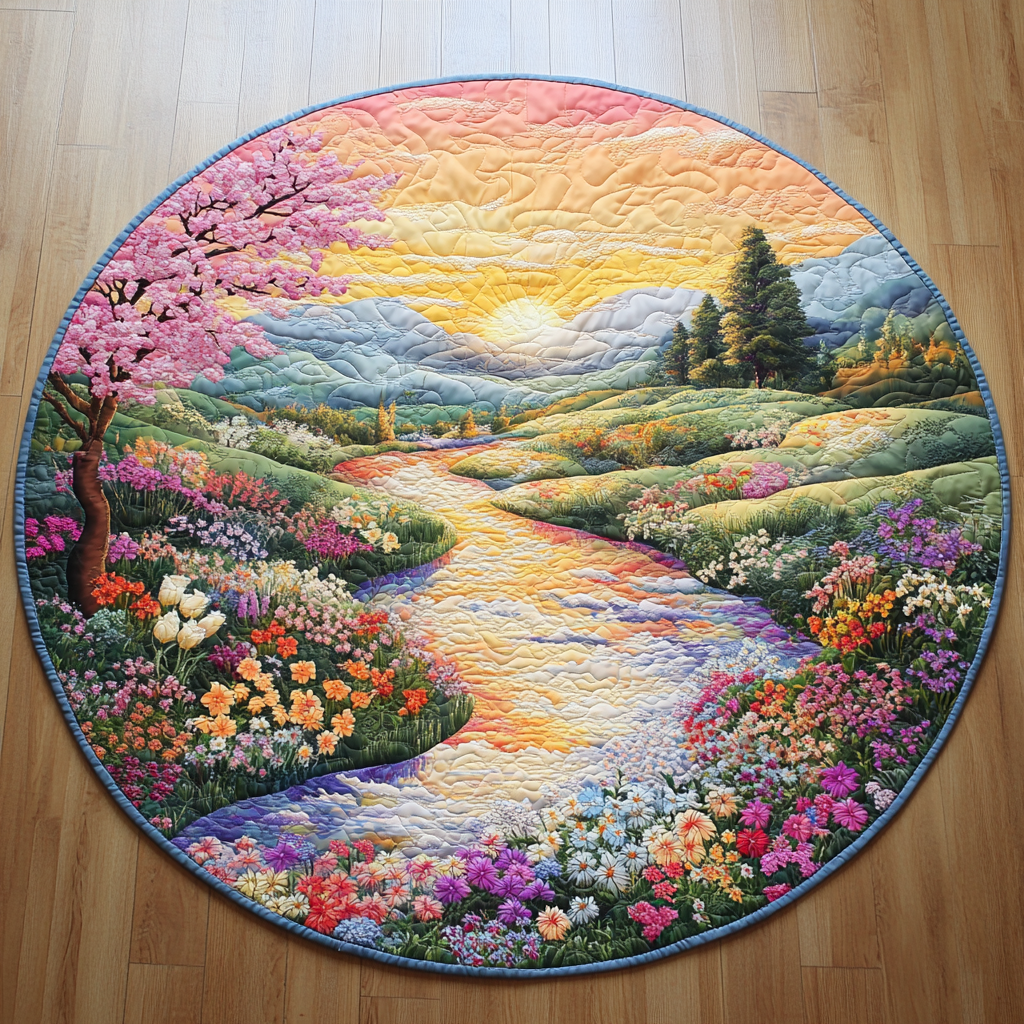 Serene River Valley Quilted Round Mat NCU0VL1353