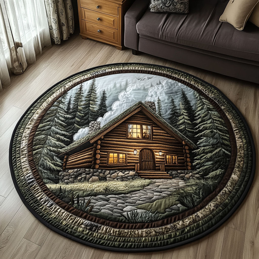Forest Cabin Quilted Round Mat NCU0NT3837