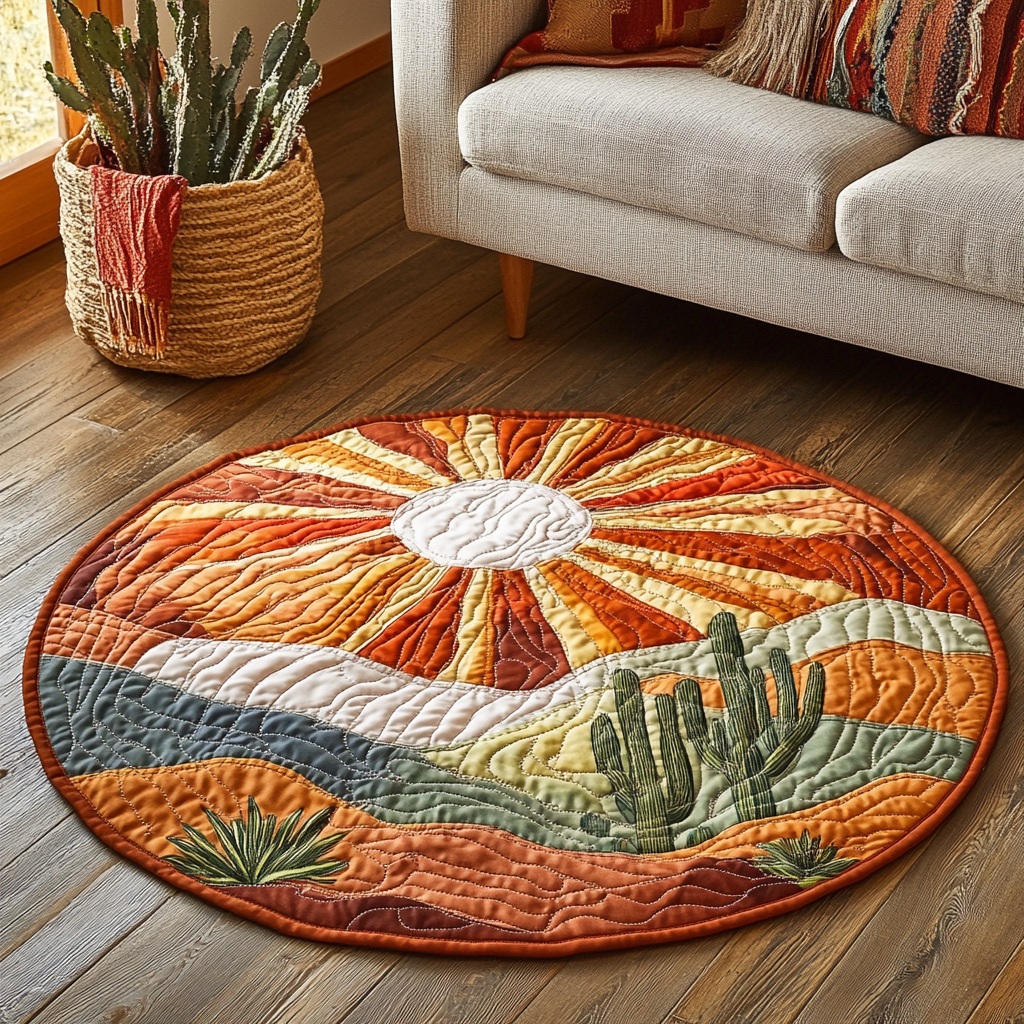 Cactus Sunrise Quilted Round Mat NCU0VH3035