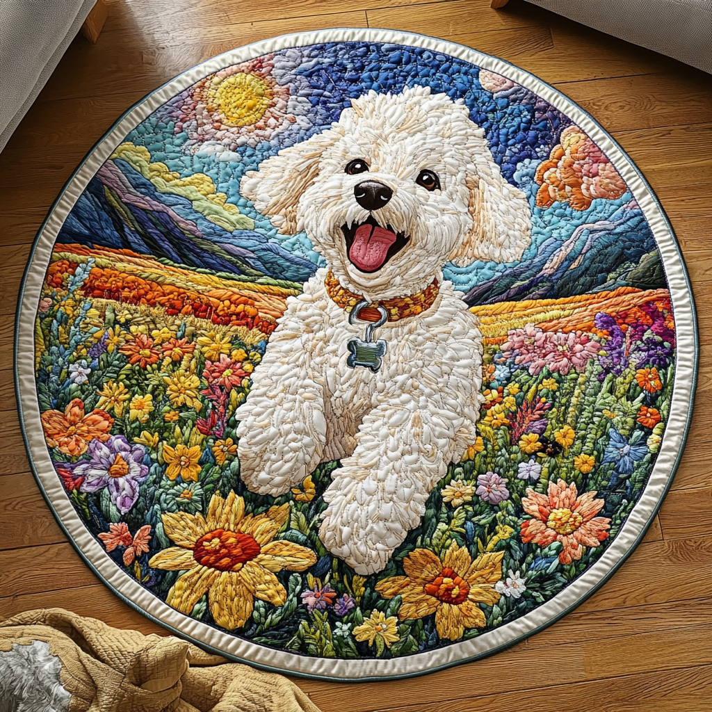Posh Poodle Quilted Round Mat NCU0DK4716
