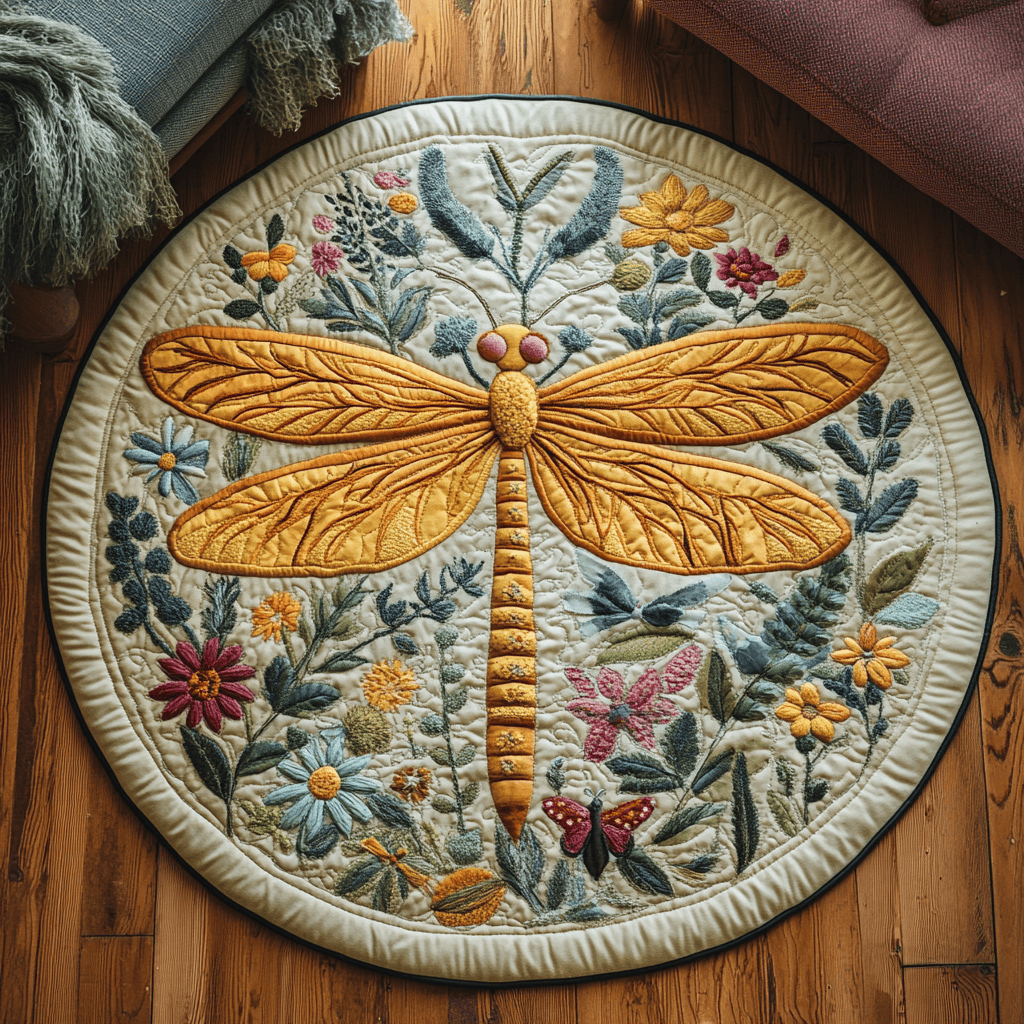 Ethereal Flutter Quilted Round Mat NCU0DK4916