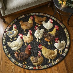 Hen House Charm Quilted Round Mat NCU0PT1084