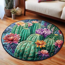 Cactus Bloom Quilted Round Mat NCU0NT4454