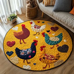 Golden Farmyard Quilted Round Mat NCU0NT4551