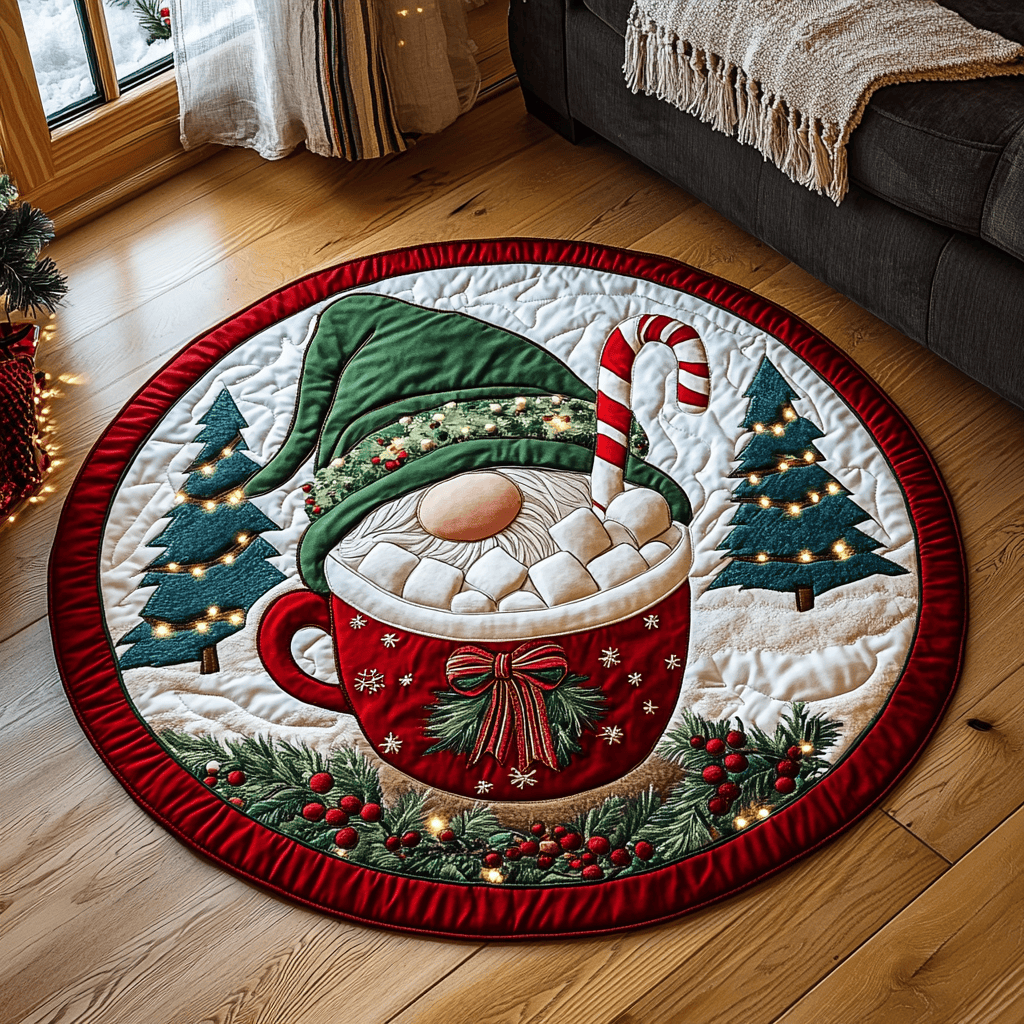 Jolly Gnome Cheer Quilted Round Mat NCU0DK1108