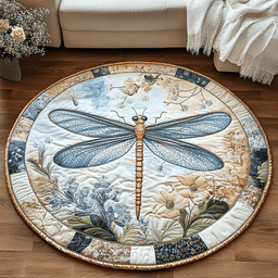 Serene Sky Dragonfly Quilted Round Mat NCU0VL1334