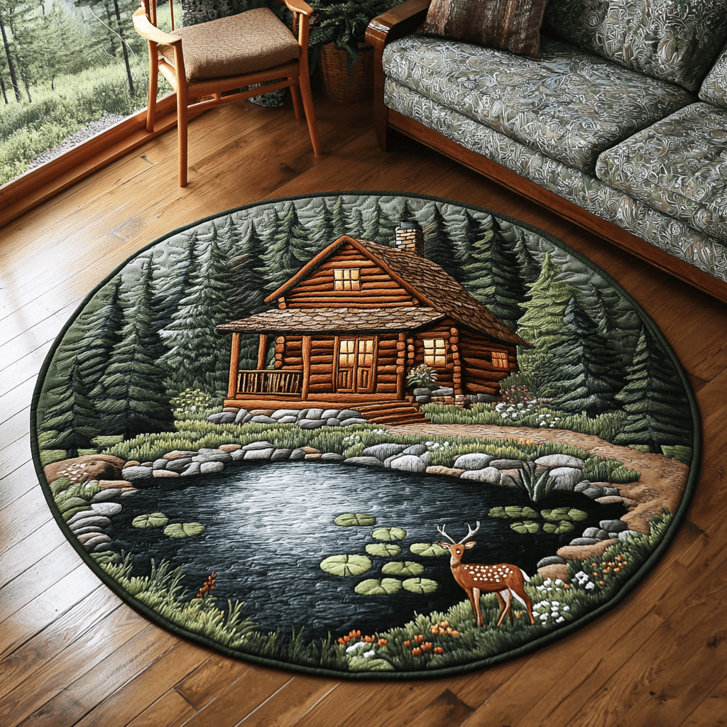 Cozy Timber Quilted Round Mat NCU0DK4806