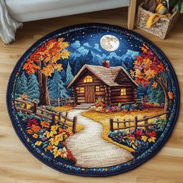 Autumn Path Quilted Round Mat NCU0NT3834