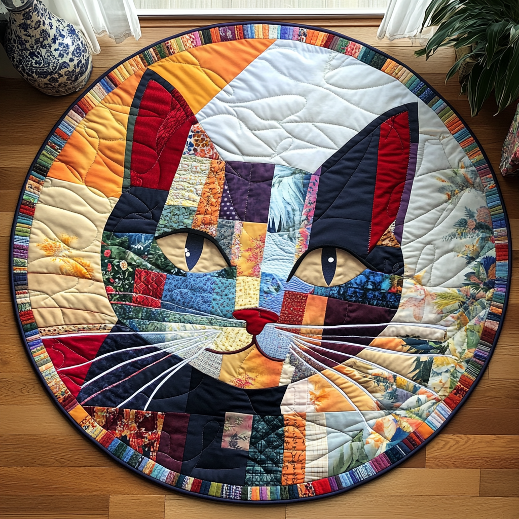 Purring Comfort Zone Quilted Round Mat NCU0PD861
