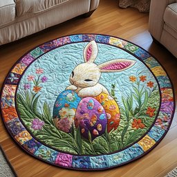 Colorful Bunny Quilted Round Mat NCU0NT3557
