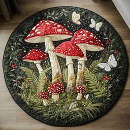 Enchanted Fungi Forest Quilted Round Mat NCU0PT4047