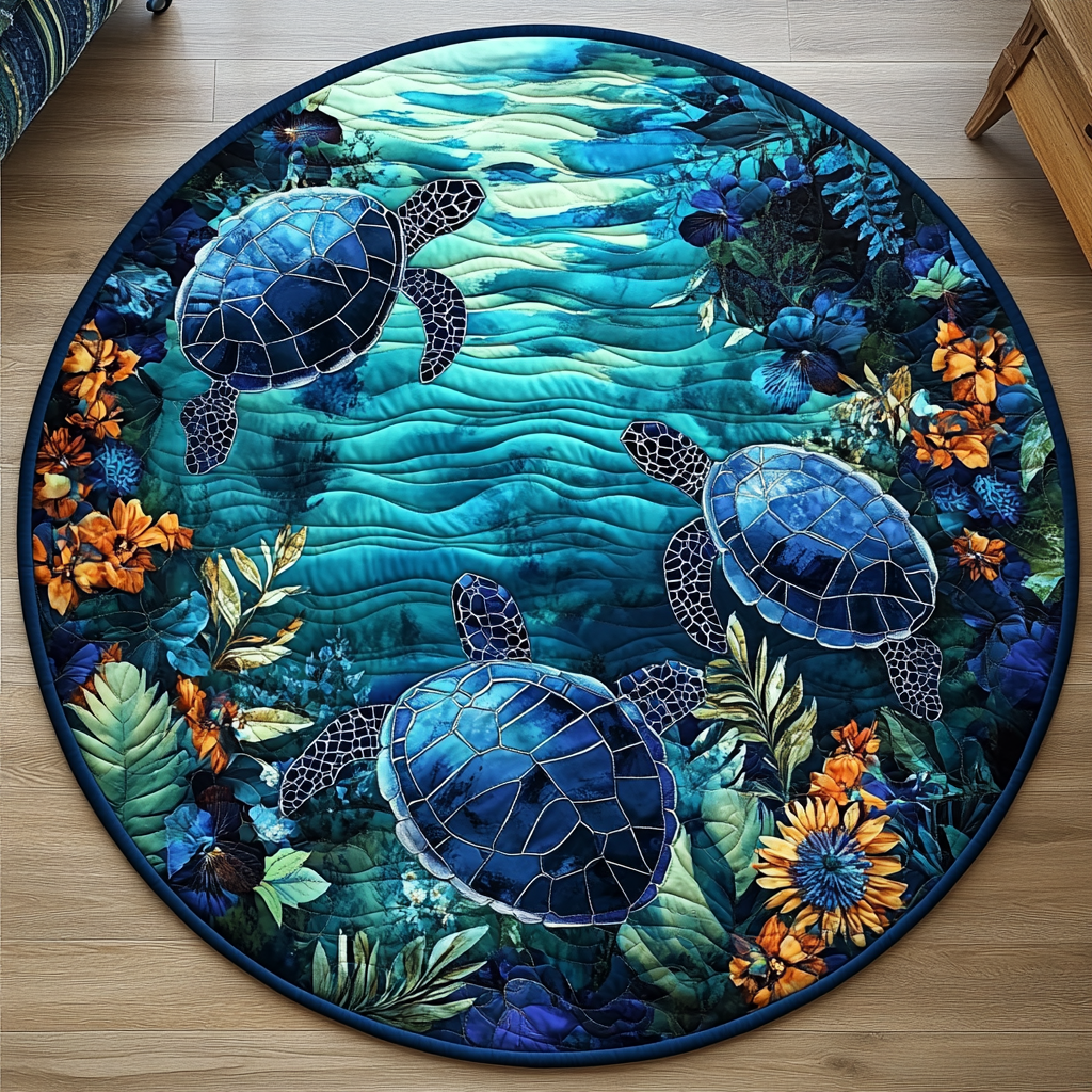 Turtle Retreat Quilted Round Mat NCU0TL1437