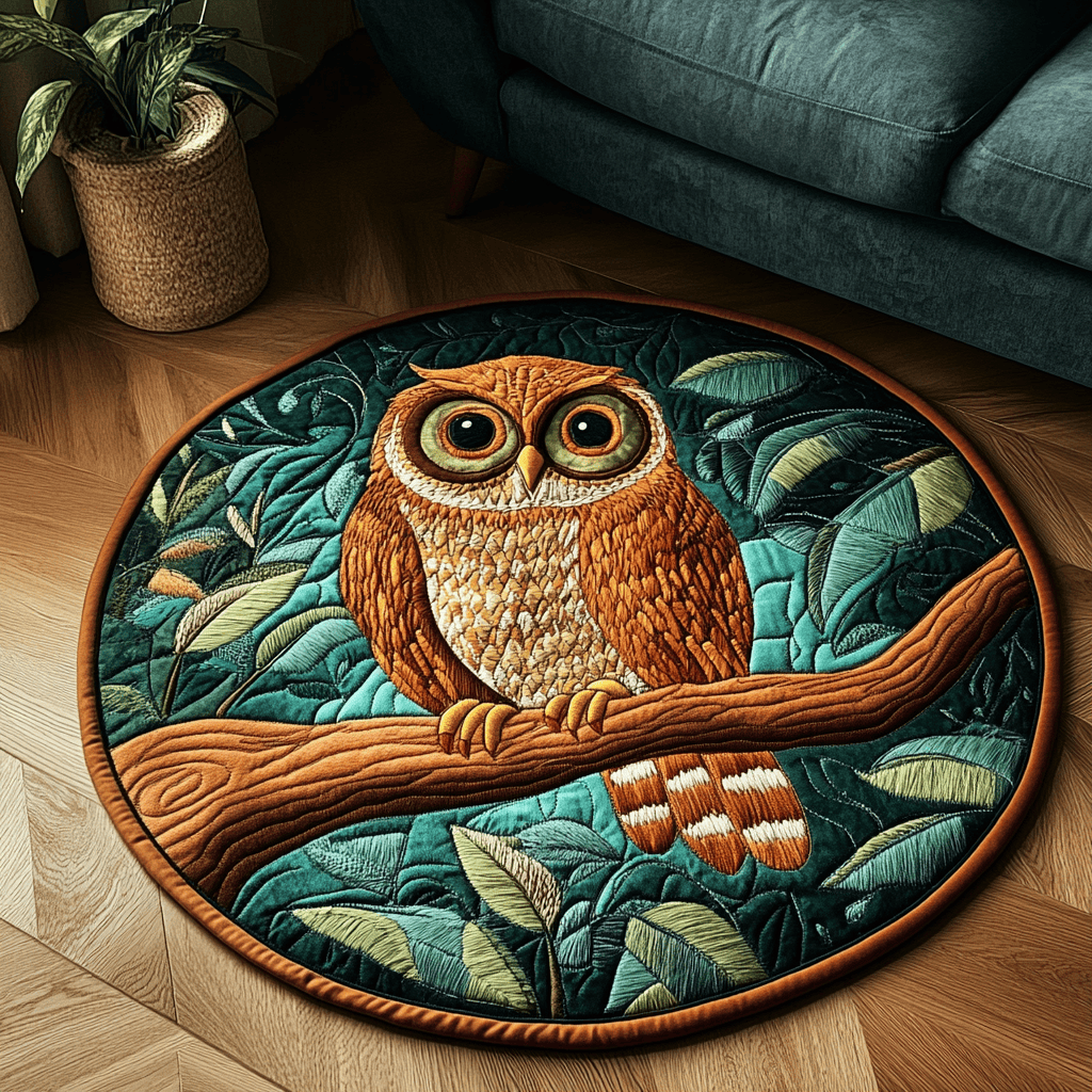 Moonlit Guardian Quilted Round Mat NCU0DK5367
