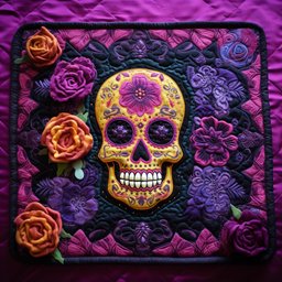 Sugar Skull TAI260224203 Quilted Placemats