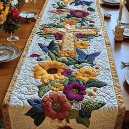 Heavenly Blooms Quilted Table Runner NCU0NVH366