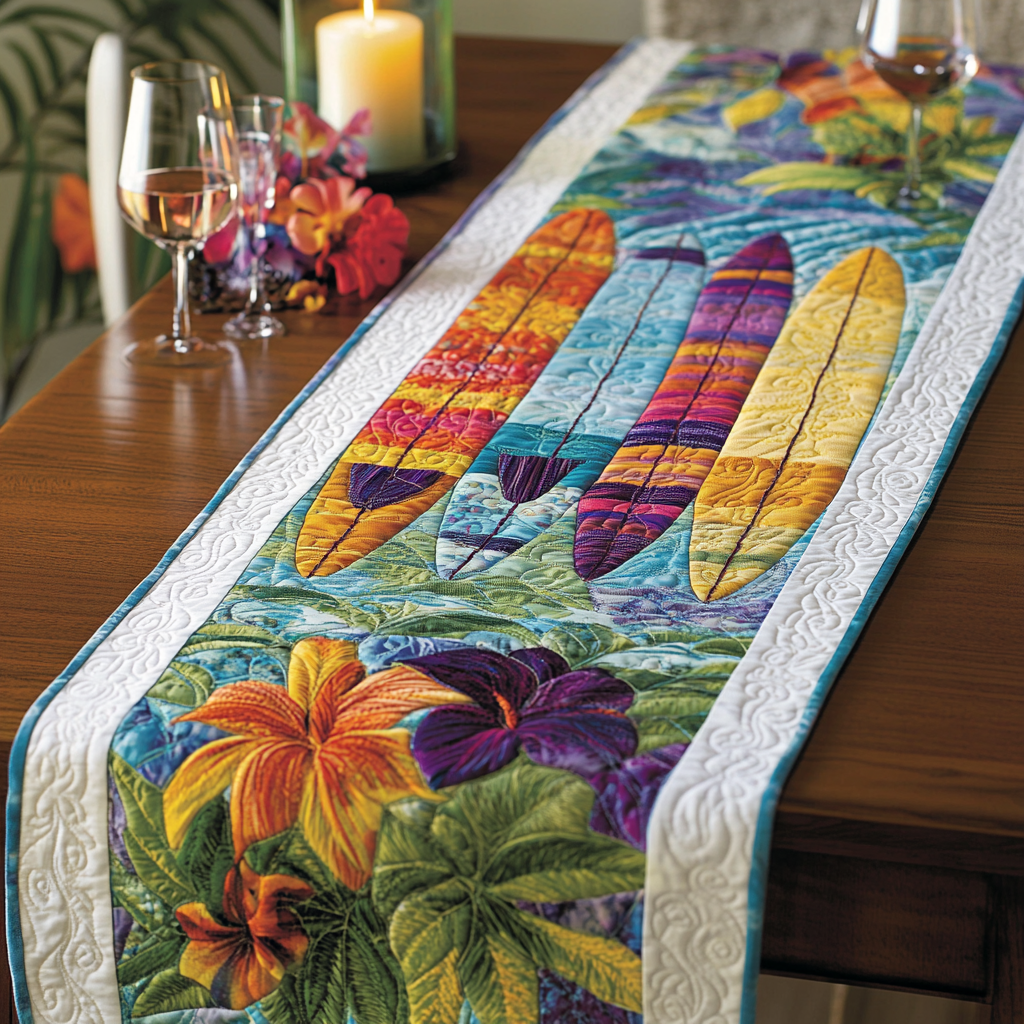 Floral Boards Quilted Table Runner NCU0NVH757