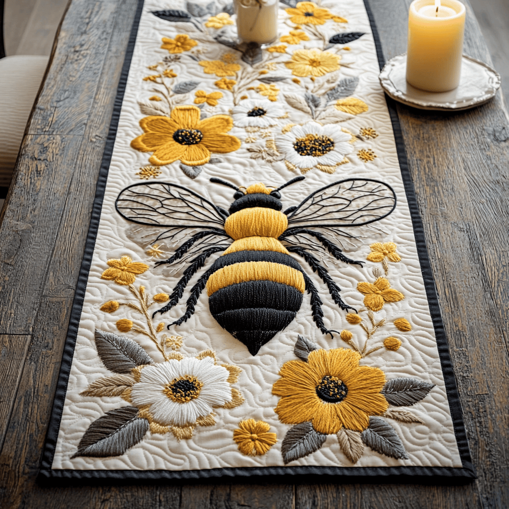Golden Bee Quilted Table Runner NCU0NVH494