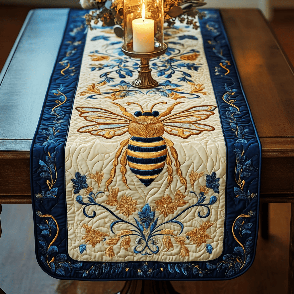 Floral Wings Quilted Table Runner NCU0NVH498