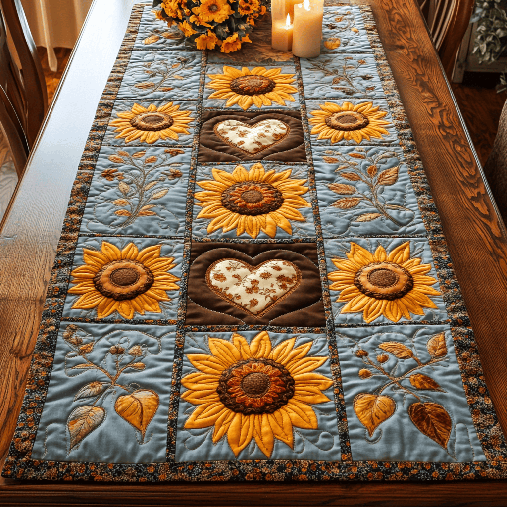 Sunflower Love Quilted Table Runner NCU0NVH310