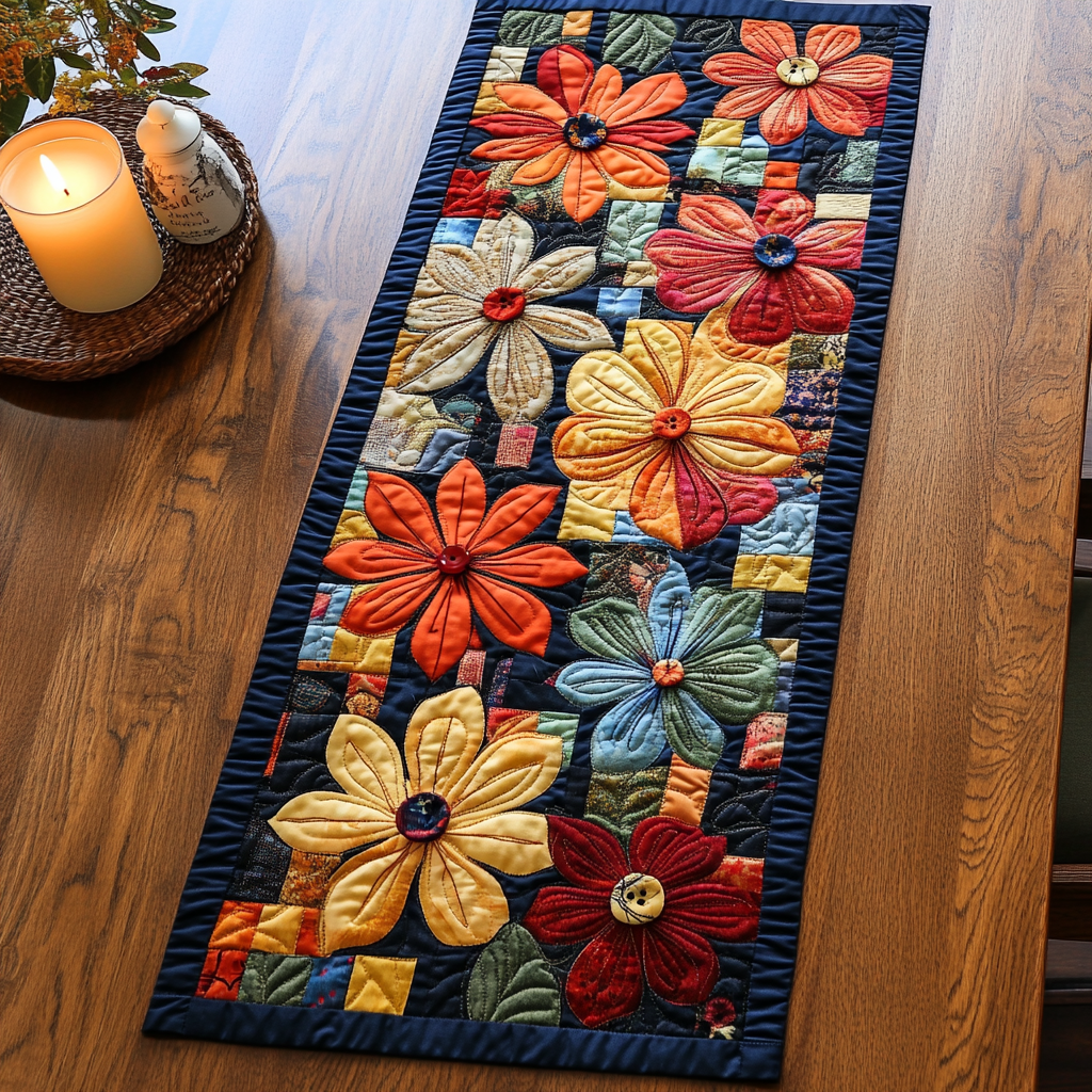 Floral Garden Quilted Table Runner NCU0NVH328