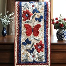 Red White and Beauty Quilted Table Runner NCU0PTT168