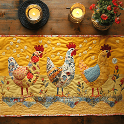 Rooster Parade Quilted Table Runner NCU0NVH119