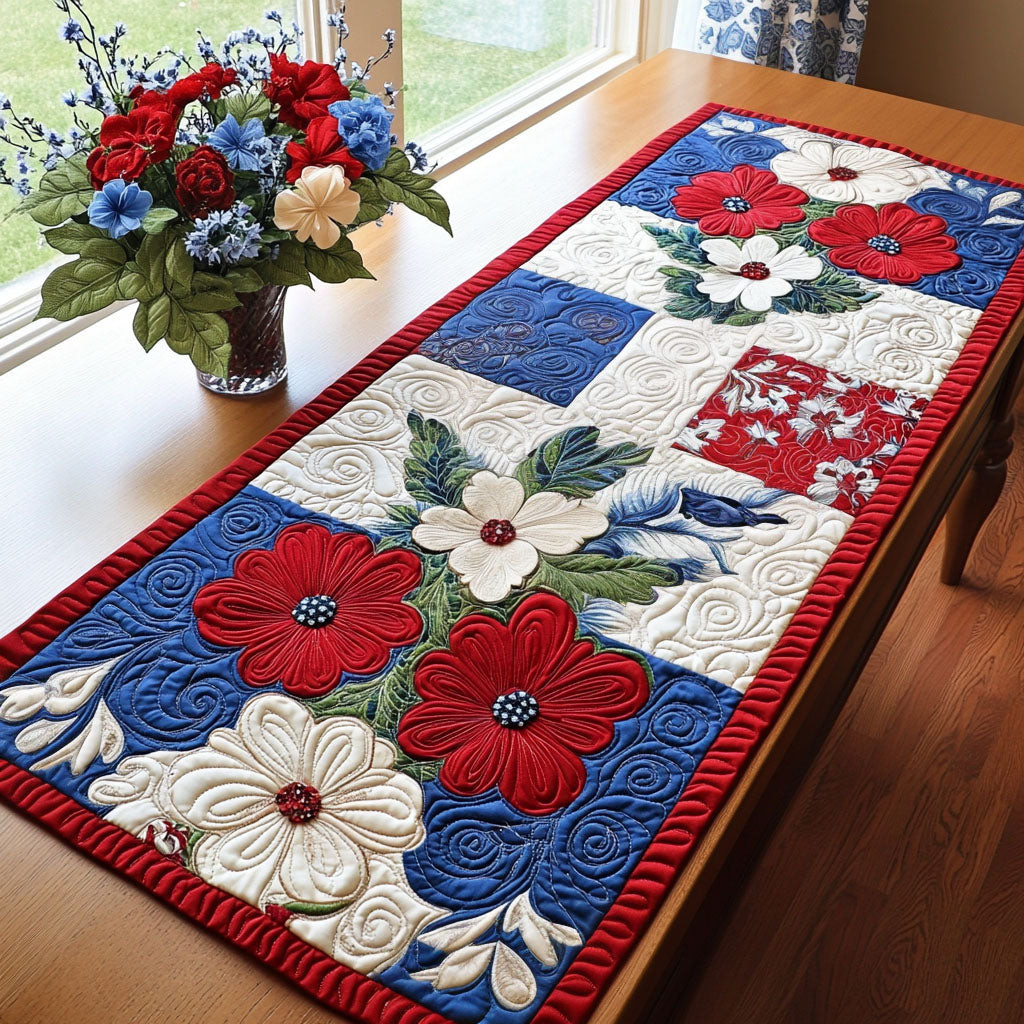 Stars and Stripes Elegance Quilted Table Runner NCU0PTT169