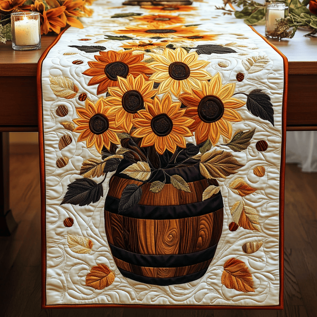 Golden Glow Quilted Table Runner NCU0NVH309