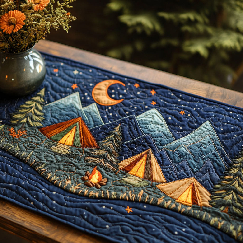 Moonlit Campsite Quilted Table Runner NCU0NNT333