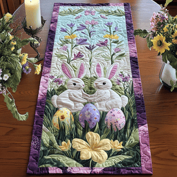Floral Bunny Quilted Table Runner NCU0NVH279